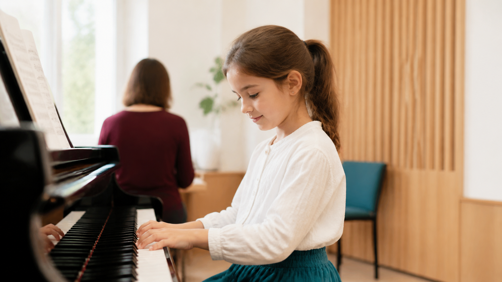 Alumno tocando el piano